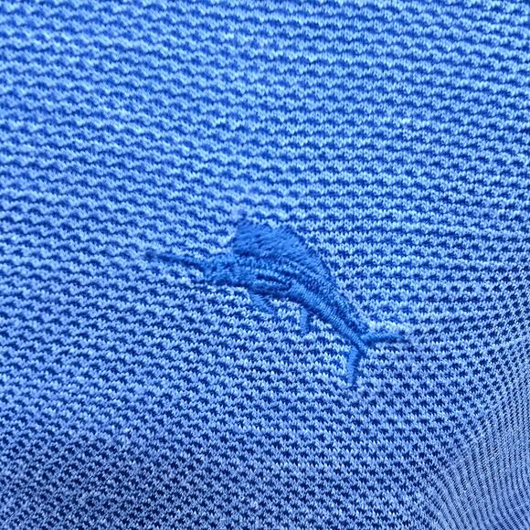 Tommy Bahama Island Zone Polo Palmetto Paradise Shirt Men L Blue Tencel Coolmax - Picture 4 of 12